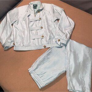 Hunt Club Silk Petite Vintage 80s Women's Satin Tracksuit Jacket Pants